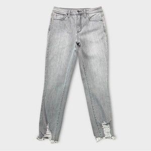 Universal Thread High Rise Raw Hem Gray Skinny Crop Jeans Womens Size 27